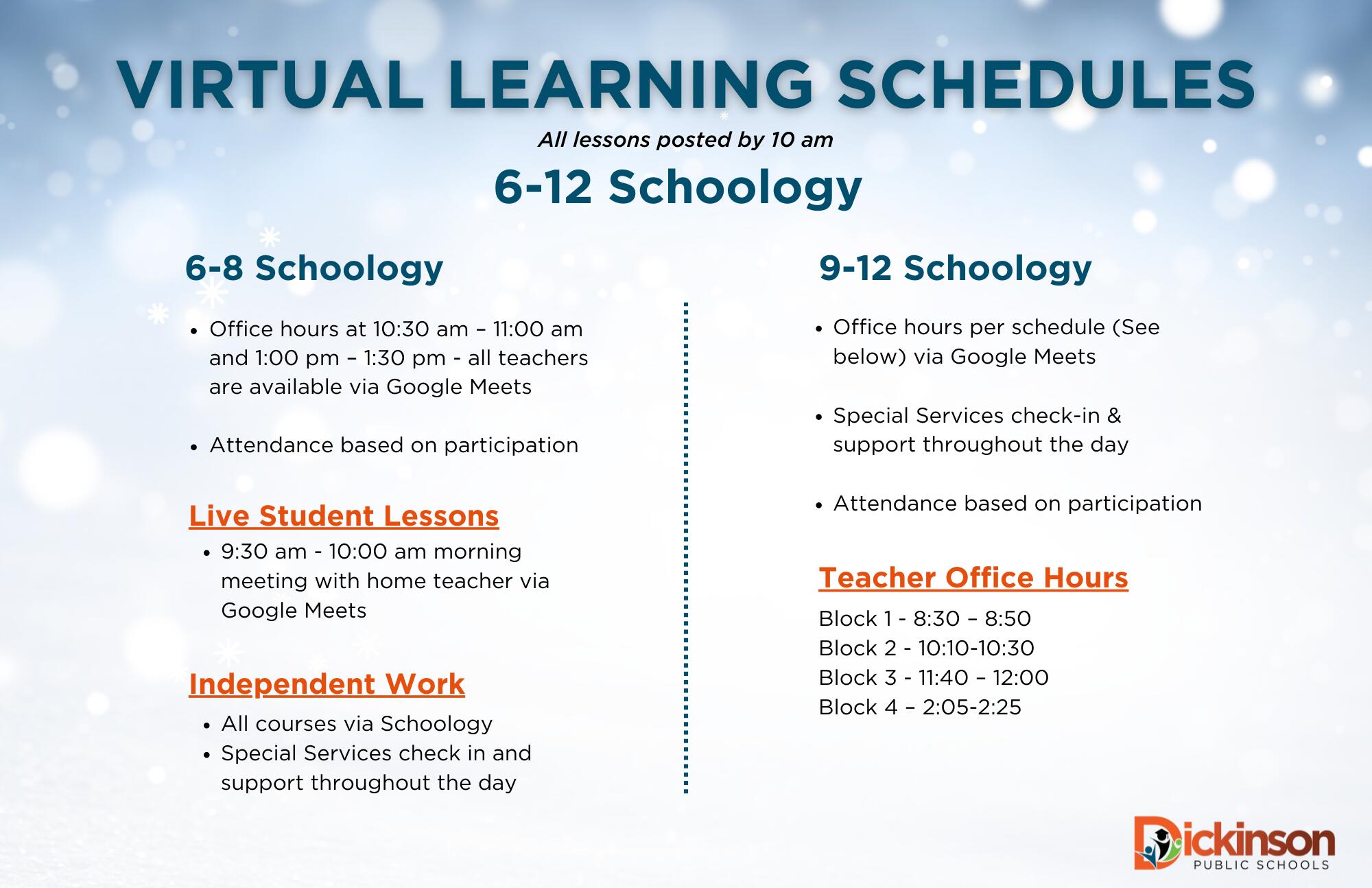 Virtual Learning Schedule 9-12.  PDF found above