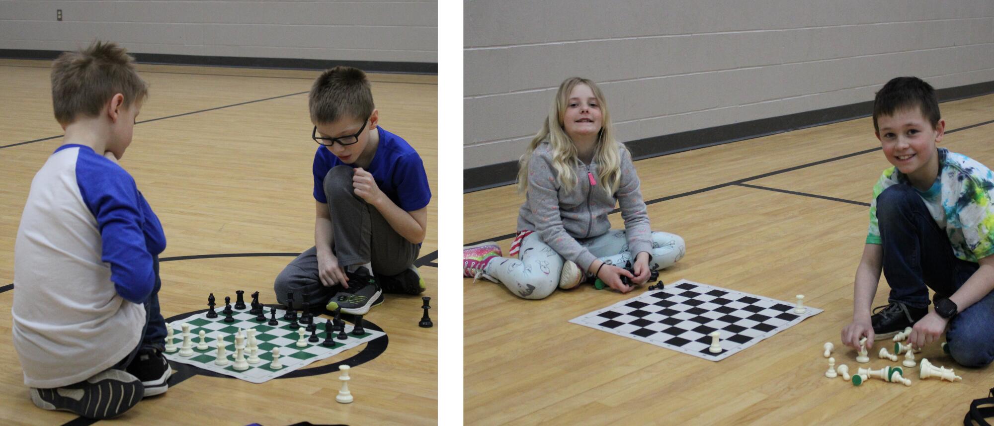 Students applying what they learned and playing chess