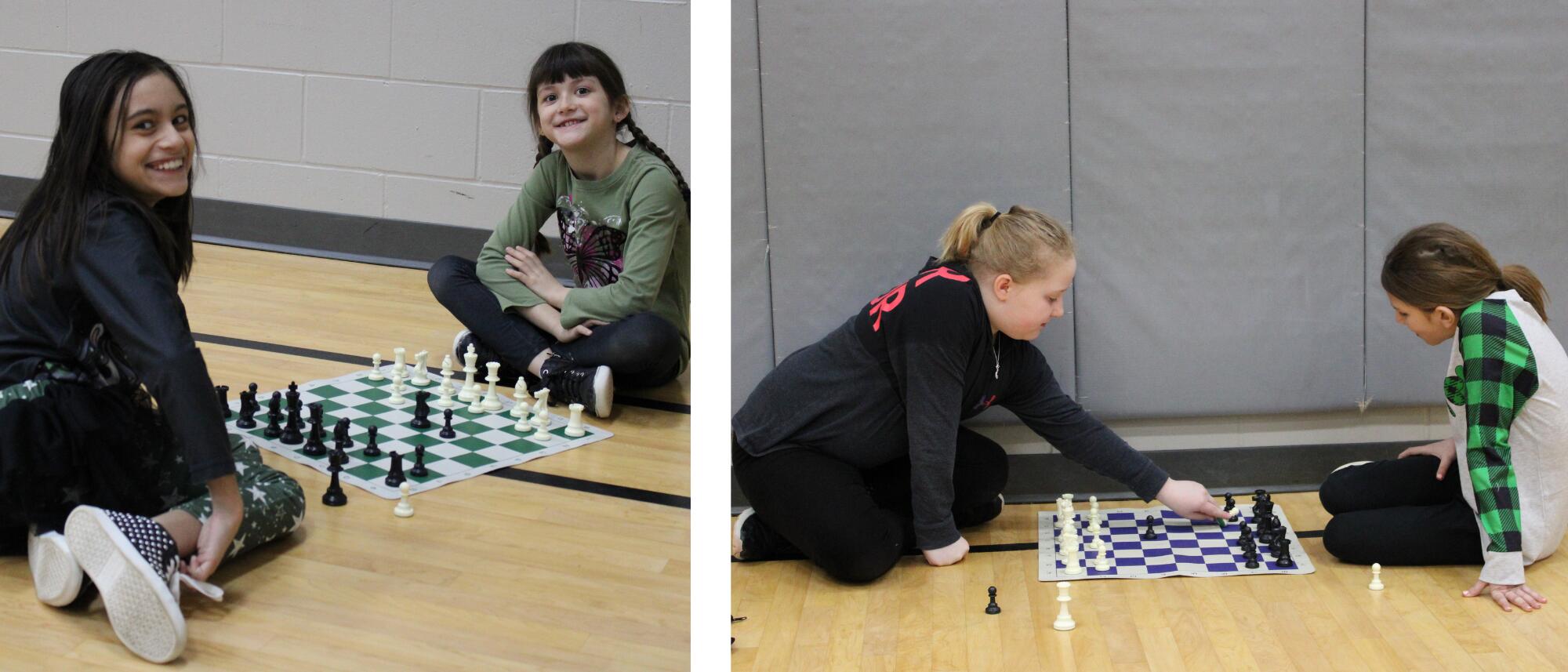 Students applying what they learned and playing chess
